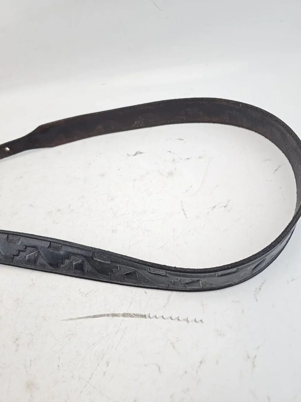 Western Tooled Leather Turquoise Inlay Belt